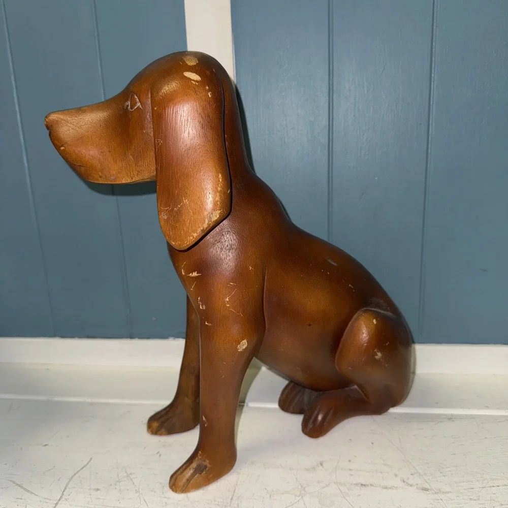 Large DACHSHUND MALE DOG FIGURINE VINTAGE LEFTON HAND DECORATED ORIGINAL STICKER